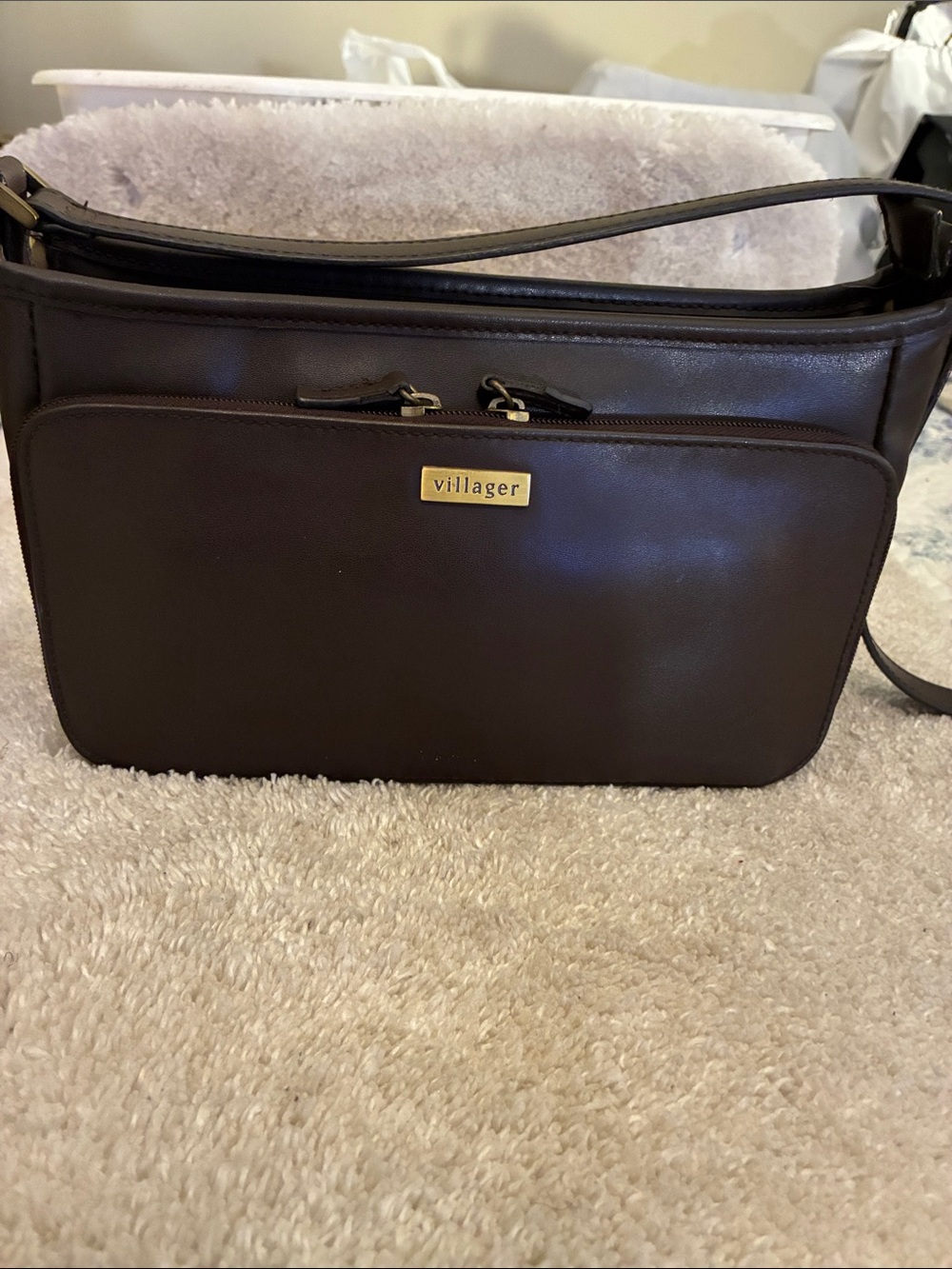 Vintage-Y2K Villager by Liz Claiborne Brown Shoulder Bag w/Beige Interior